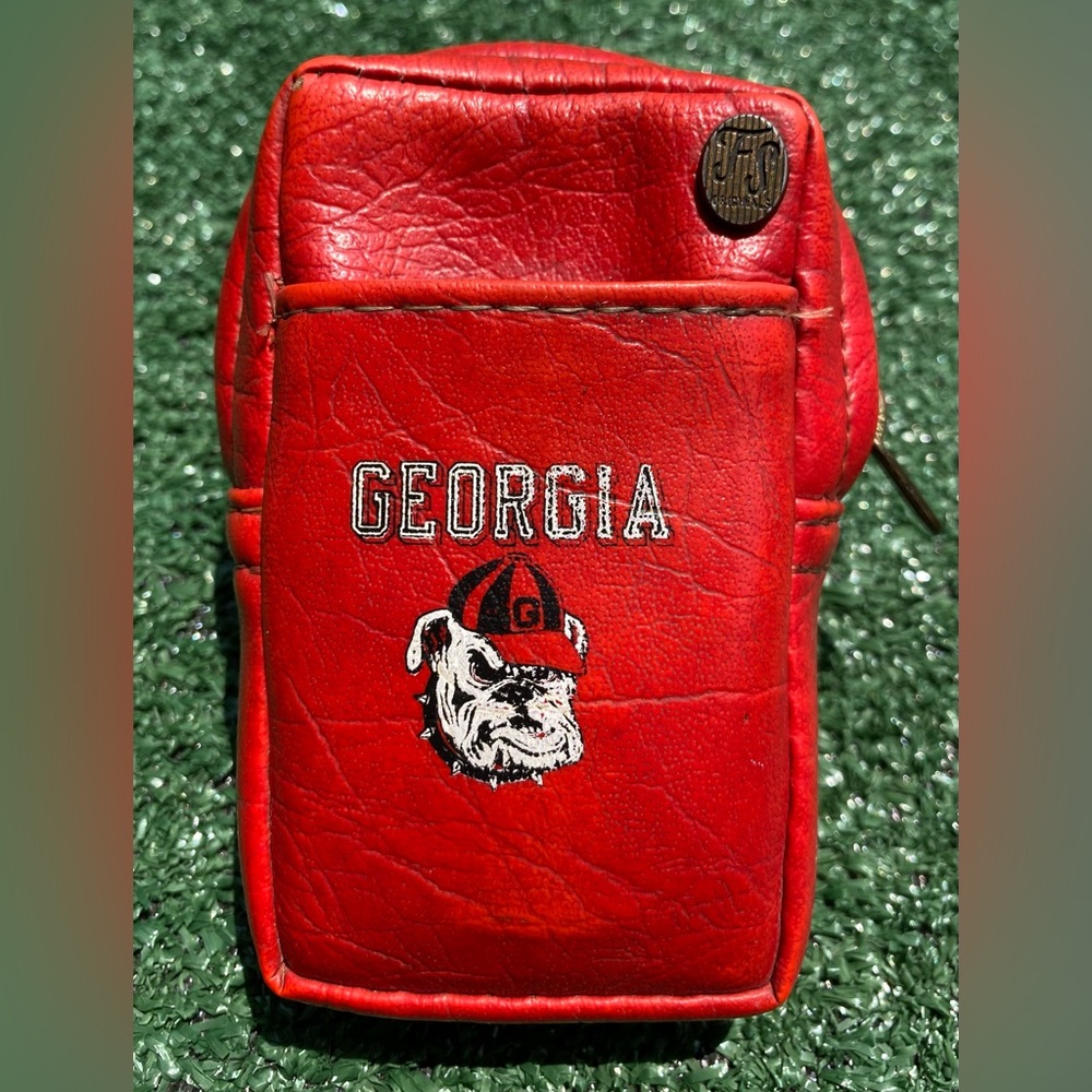 VTG 80’s University Of Georgia Bulldogs UGA Red Faux Leather Pocket Zipper Pouch